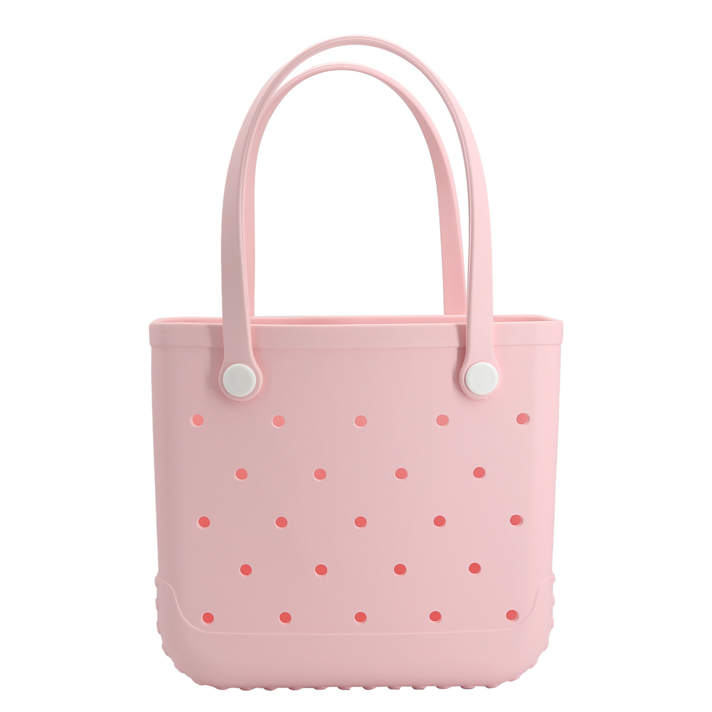 Waterproof Hexagon Mesh Beach Bag - Large Capacity Travel Storage Tote for Swimwear Towel Sunglasses - Flesh Pink Medium 37x32x13cm