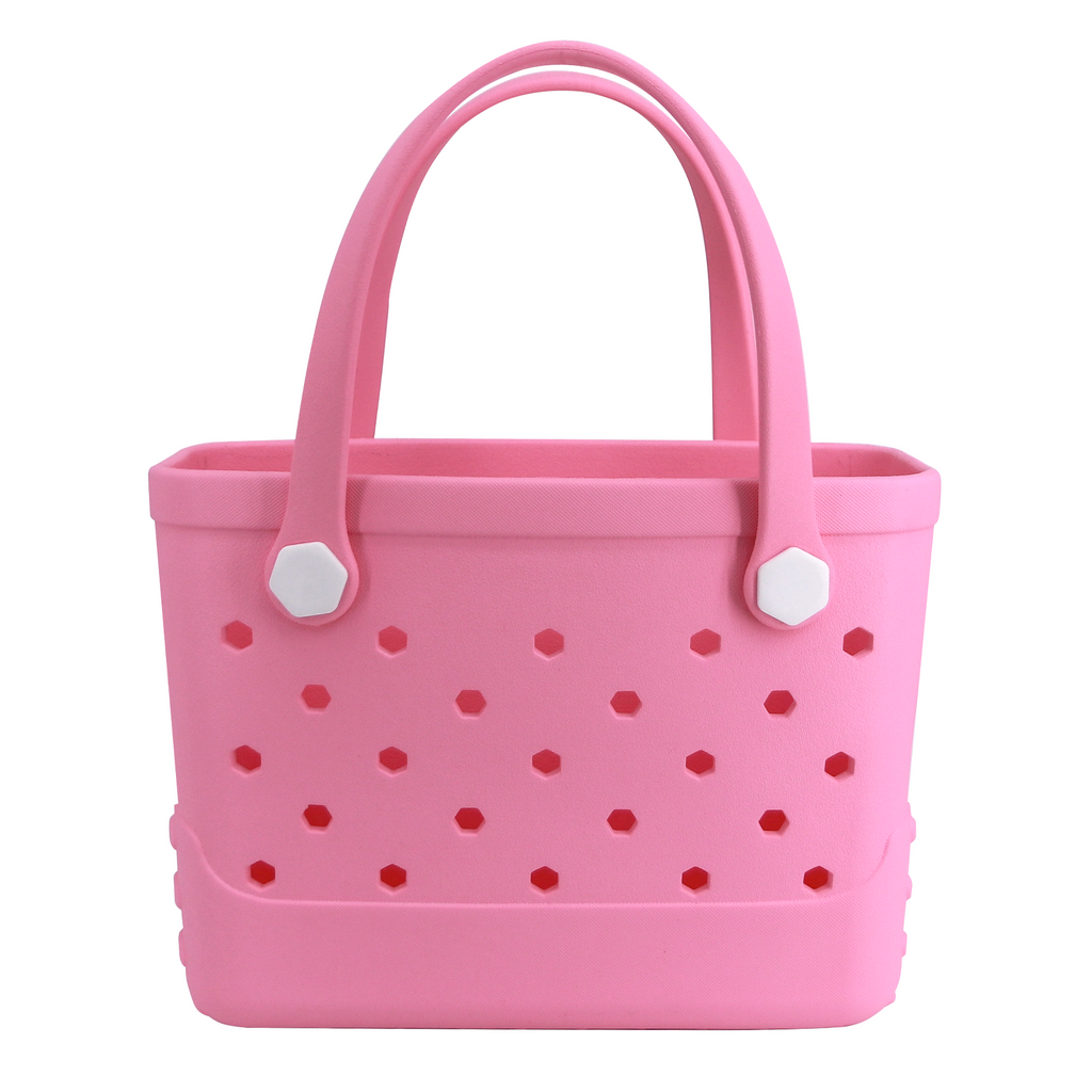 Waterproof Hexagon Mesh Beach Bag - Large Capacity Travel Storage Tote for Swimwear Towel Sunglasses - Pink Small 28x21x11cm