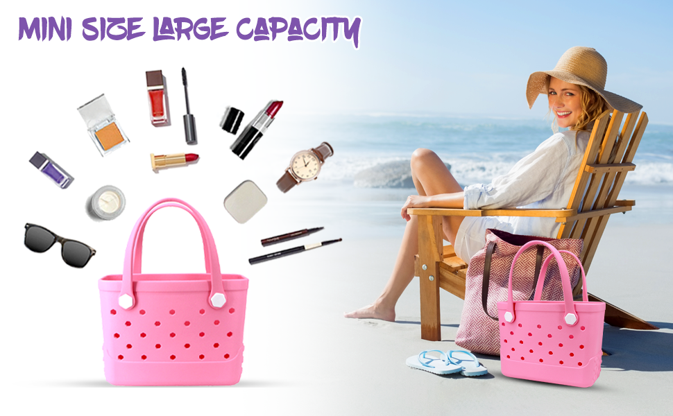 Waterproof Hexagon Mesh Beach Bag - Large Capacity Travel Storage Tote for Swimwear Towel Sunglasses - Pink Small 28x21x11cm