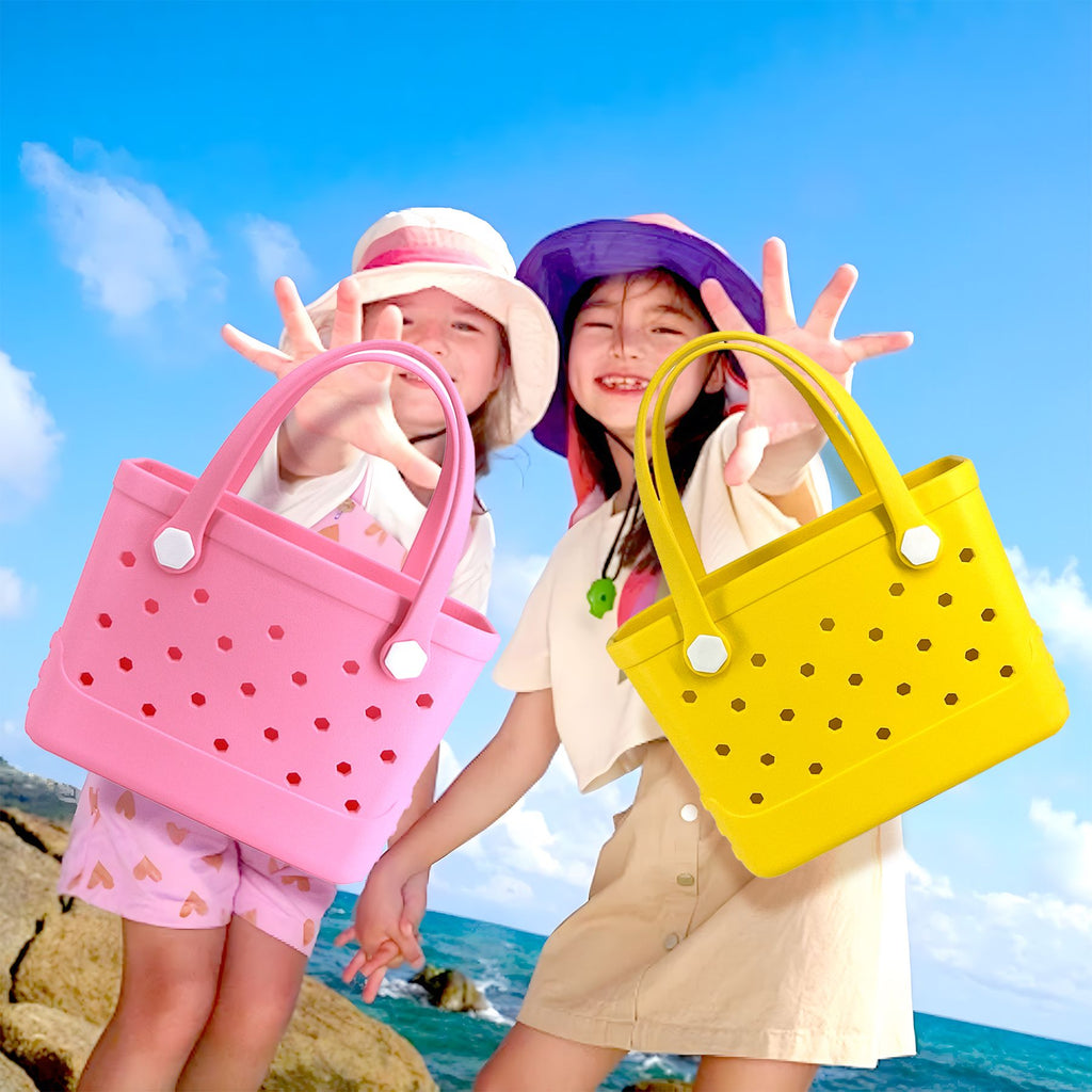 Waterproof Hexagon Mesh Beach Bag - Large Capacity Travel Storage Tote for Swimwear Towel Sunglasses - Pink Small 28x21x11cm