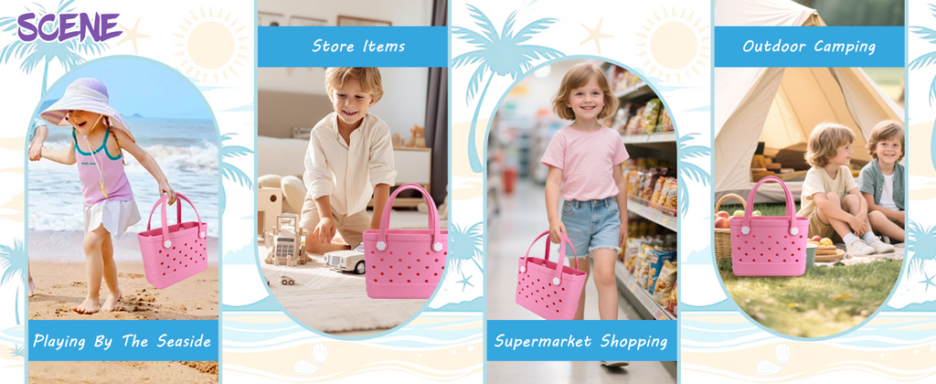 Waterproof Hexagon Mesh Beach Bag - Large Capacity Travel Storage Tote for Swimwear Towel Sunglasses - Rose Red Small 28x21x11cm