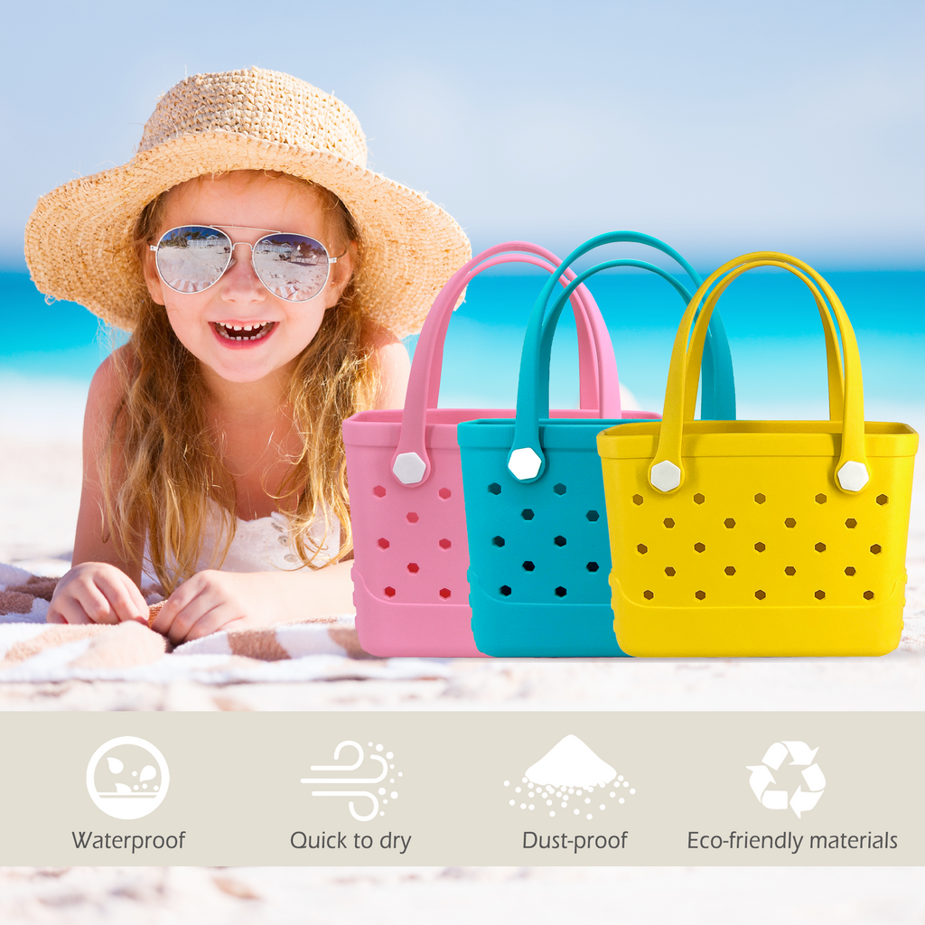Waterproof Hexagon Mesh Beach Bag - Large Capacity Travel Storage Tote for Swimwear Towel Sunglasses - Yellow Small 28x21x11cm