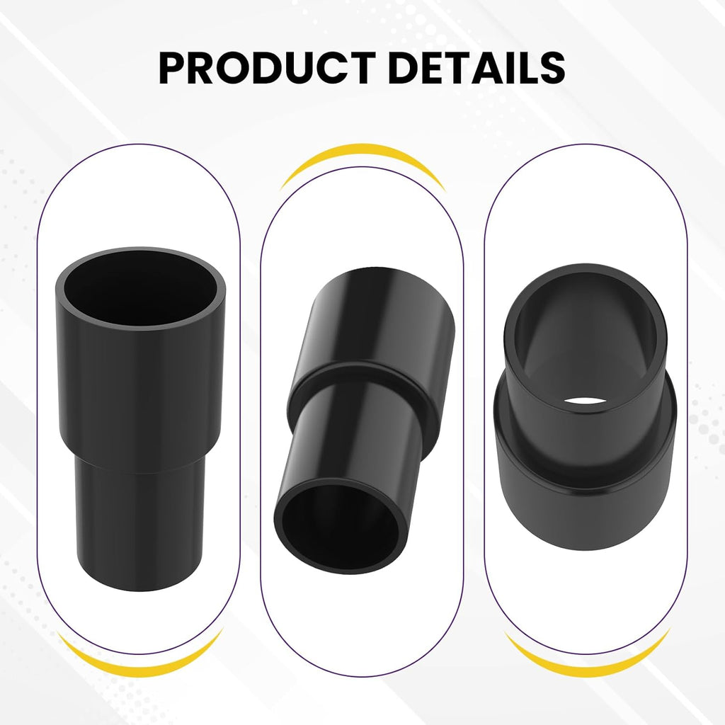 2 Pcs Vacuum Hose Adapter for Connecting 1-3/8" OD to 1-1/4" ID Between Vacuum Cleaner and Dust Collection Accessories, Plastic Cleaner Hose Connector Reducer (Black)