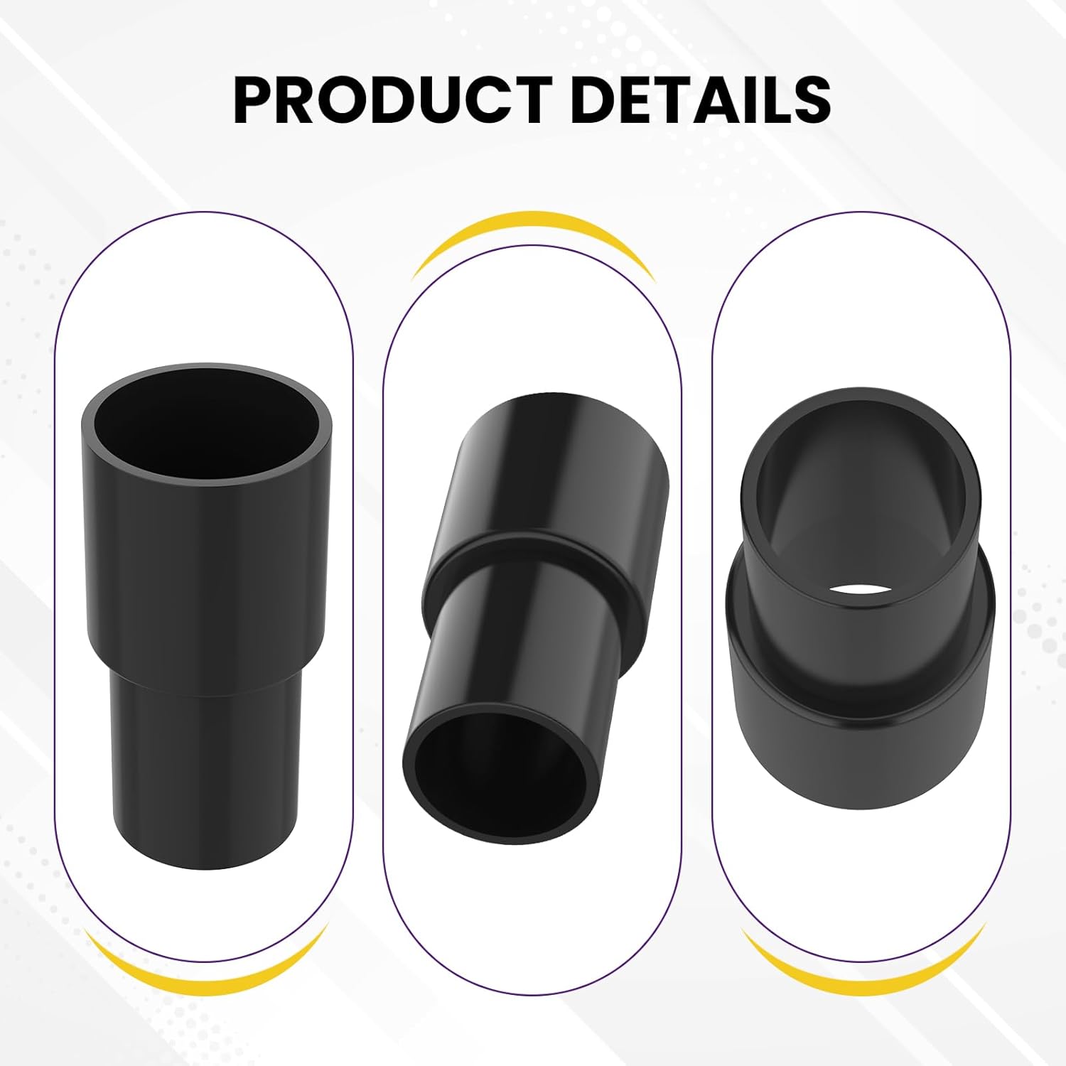 2 Pcs Vacuum Hose Adapter for Connecting 1-3/8" OD to 1-1/4" ID Between Vacuum Cleaner and Dust Collection Accessories, Plastic Cleaner Hose Connector Reducer (Black)