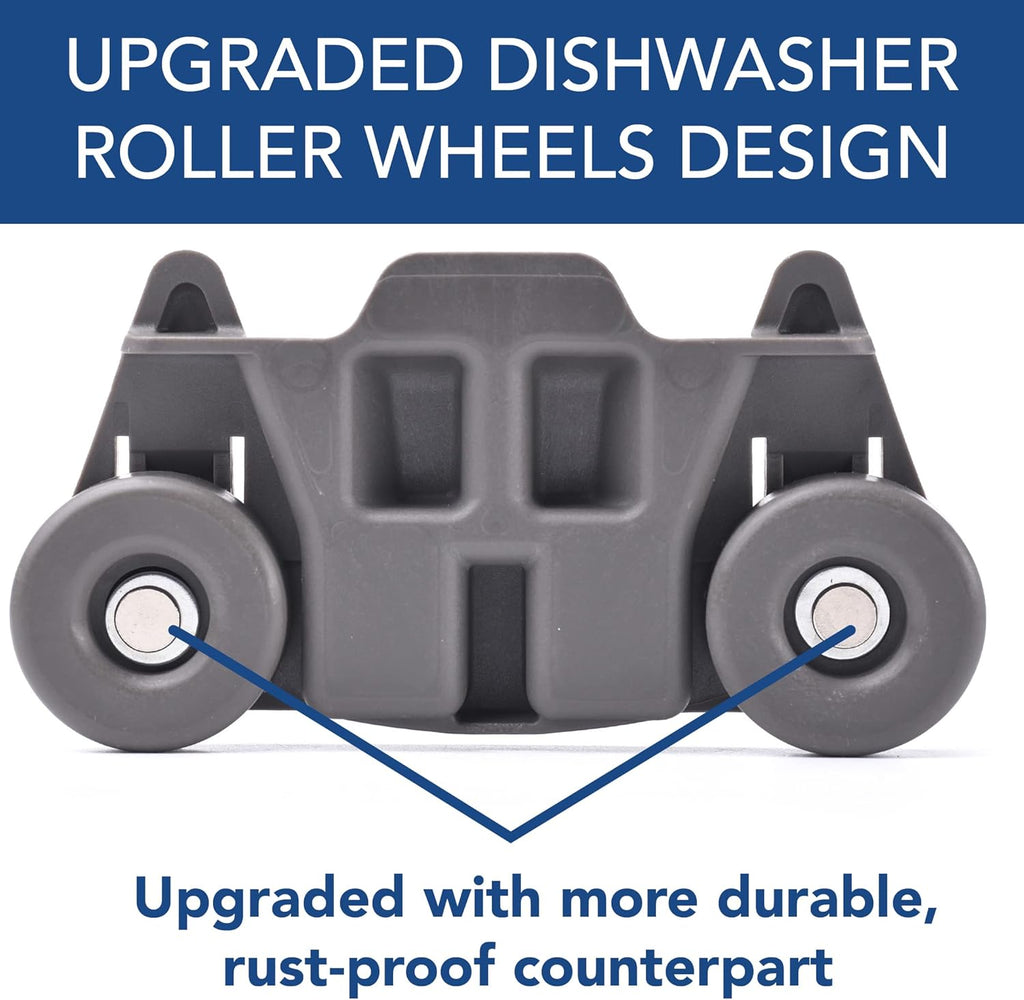 (4-pack) W10195416 NEW UPGRADED Replacement Part for Lower Dishwasher Wheel – Compatible with GE/Whirlpool/Kenmore - AP5983730, W10195416V, W10105417, PS11722152, W10195416VP