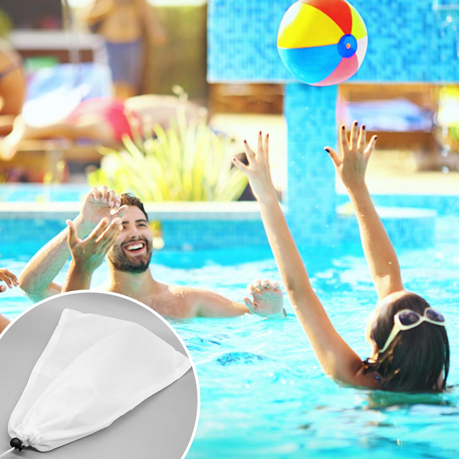 4Pcs Pool Vacuum Replacement Mesh Bag, Pool Leaf Vacuum Net Bag Fine Mesh with Locking Cord, Pool Vacuum Filter Bag, Pool Cleaner Bag Suitable for Pools Aquariums Ponds Collecting Leaves and Debris