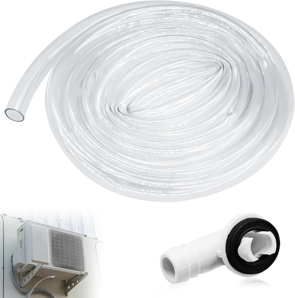 10Ft Portable Air Conditioner Drain Hose, 3/5 Inch Leakproof AC Drain Hose Kit, Universal AC Drain Hose Drain Pipe Replacement with Hose Connector and Clamp, Window Air Conditioner Unit Parts
