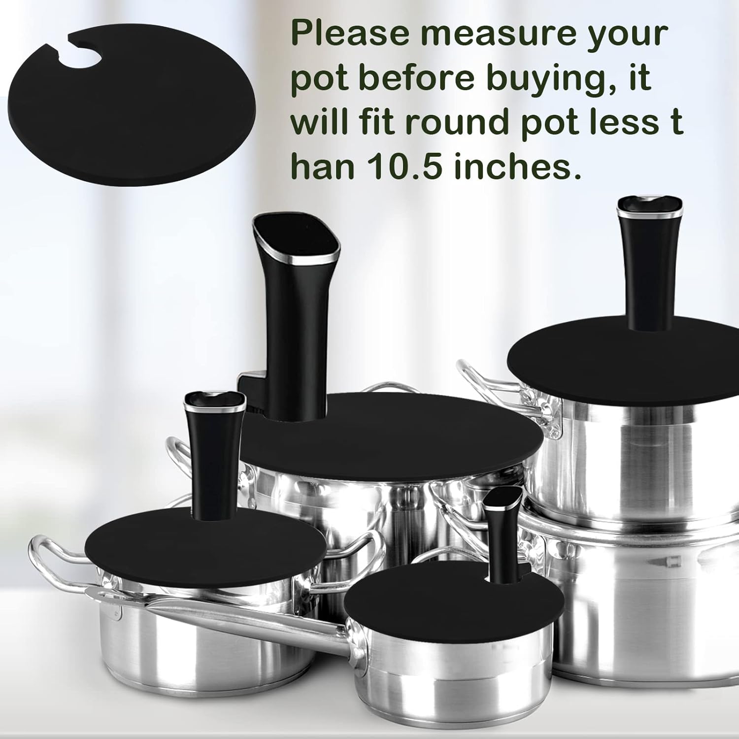 Sous vacuum and Vide Lid Cooking Sous vacuum and Vide Cooker Fits Up to 10.5" Pot, Prevent Water Evaporation and Retain Flavor for Stock (black)