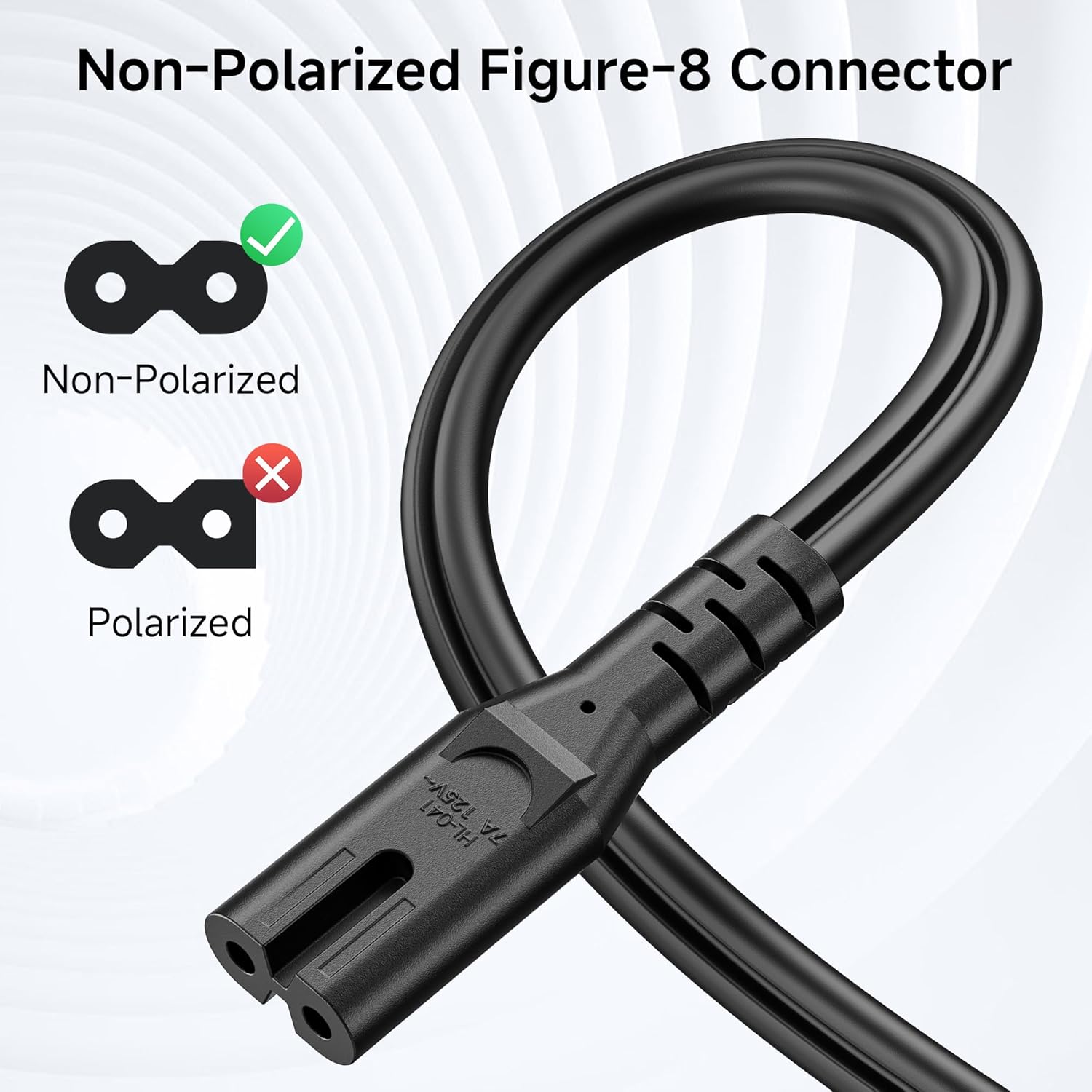 [UL Listed]  2-Pack 2 Prong TV Power Cord - 10ft, AC Power Cord, Non Polarized (NEMA 1-15P to IEC C7), Compatible with Samsung LG Sony Insignia TCL Sharp Toshiba Hisense TV PS4 PS5