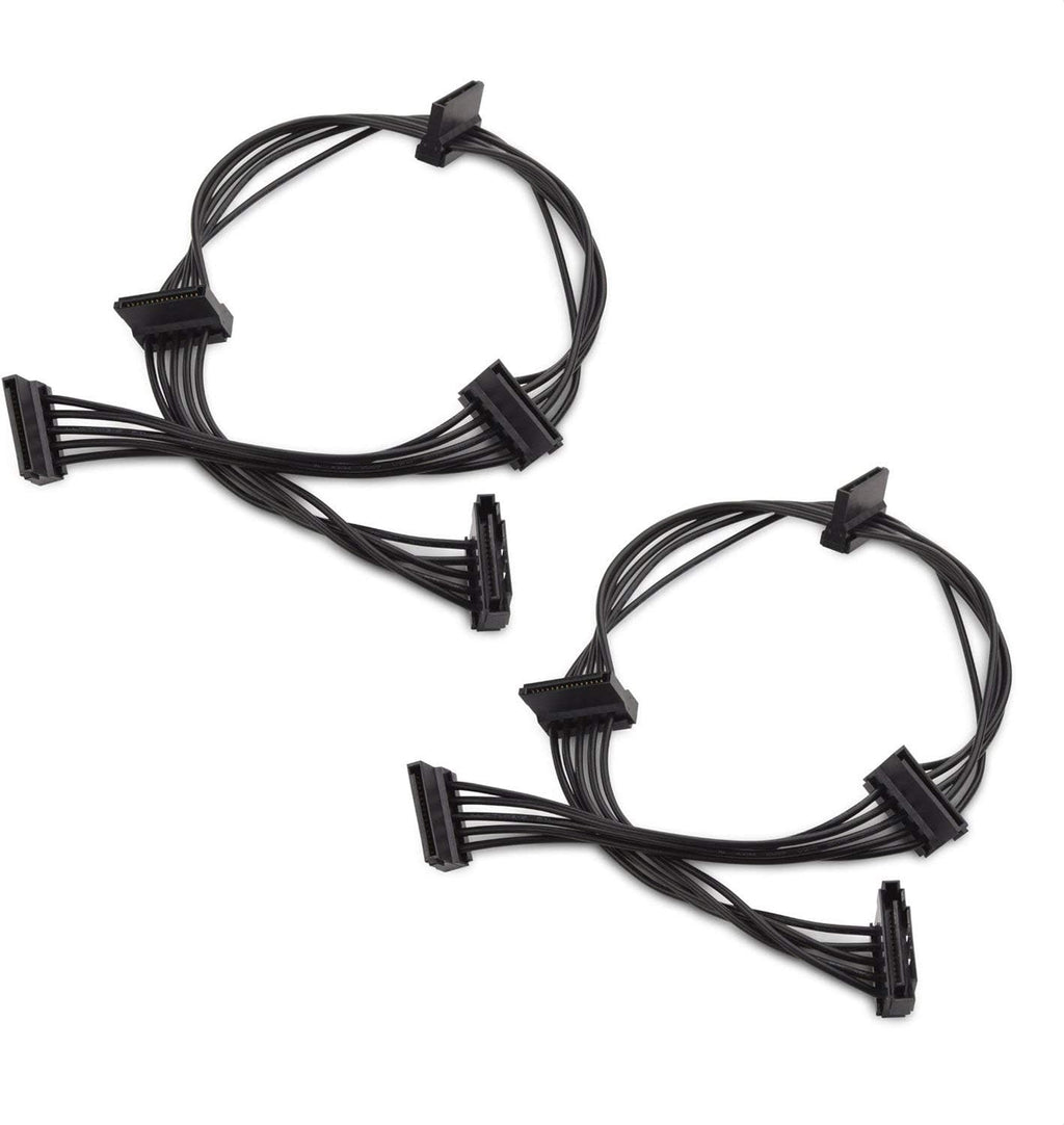 2-Pack 15 Pin SATA to 4 SATA Power Splitter Cable - 18 Inches