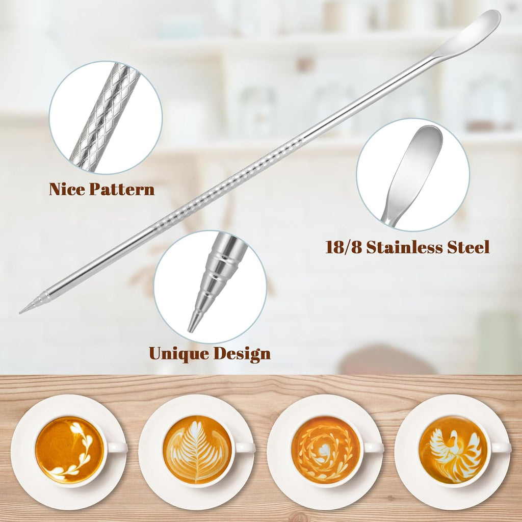 Milk Frothing Pitcher, 12oz Milk Frother Cup with Clear Scale, 304 Stainless Steel Cappuccino Espresso Machine Accessories for Barista Coffee Bar with Latte Art Pen, Silver