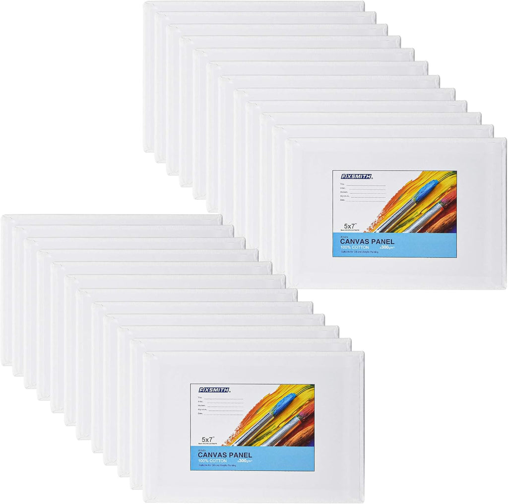 Painting Canvas Panel Boards - 5x7 Inch Art Canvas,24 Pack with  Painting Canvas Panels- 24 Pack Canvas Board,8x10 Inch
