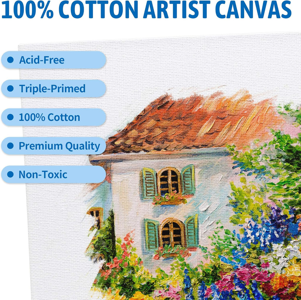 Painting Canvas Panel Boards - 5x7 Inch Art Canvas,24 Pack with  Painting Canvas Panels- 24 Pack Canvas Board,8x10 Inch