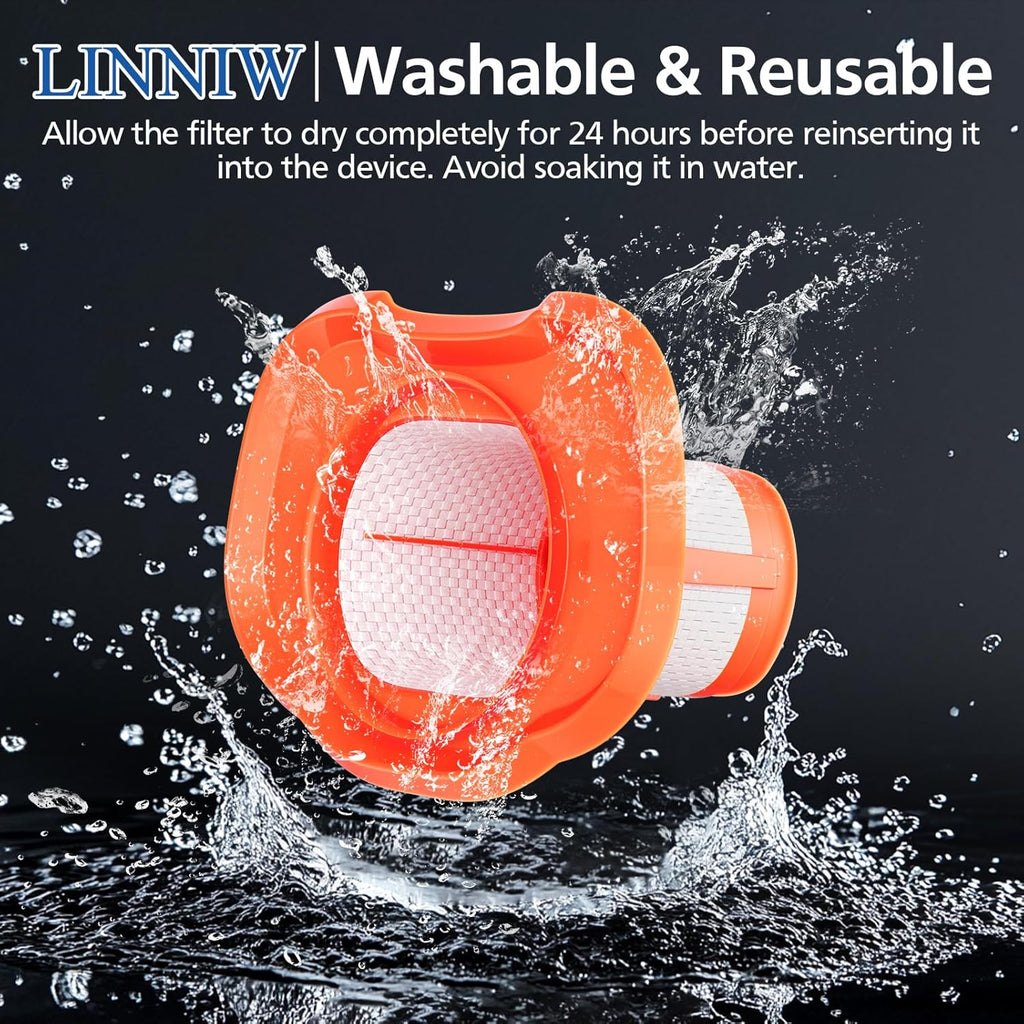 HHVKF10 Filter Compatible with BLACK And DECKER Handheld Vacuum Filter Washable Fit for Models HHVK HHVK320J HHVK320J10 HHVK320JZ01 HHVK515J HHVK515JP HHVK515JP07 HHVK515J00FF HHVK415B01, 6 Pack