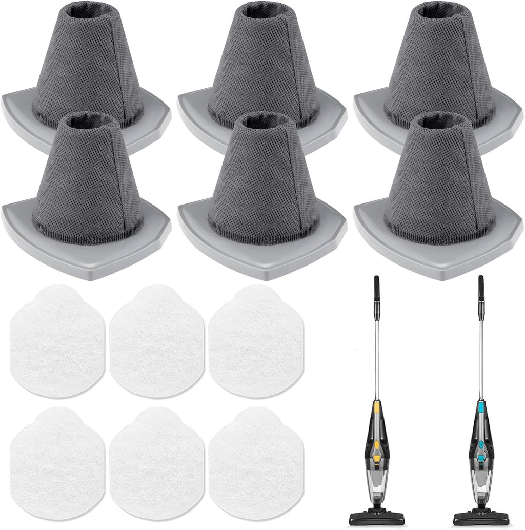6+6 Pack NES215A/ NES210 Vacuum Filter Set for Eureka NES215A/ NES210/ NES212/ NES215 Blaze Stick Vacuum Cleaner, 6 Vacuum Filters + 6 Pre-Motor Filters, Compare to Part #N0101 & N0102