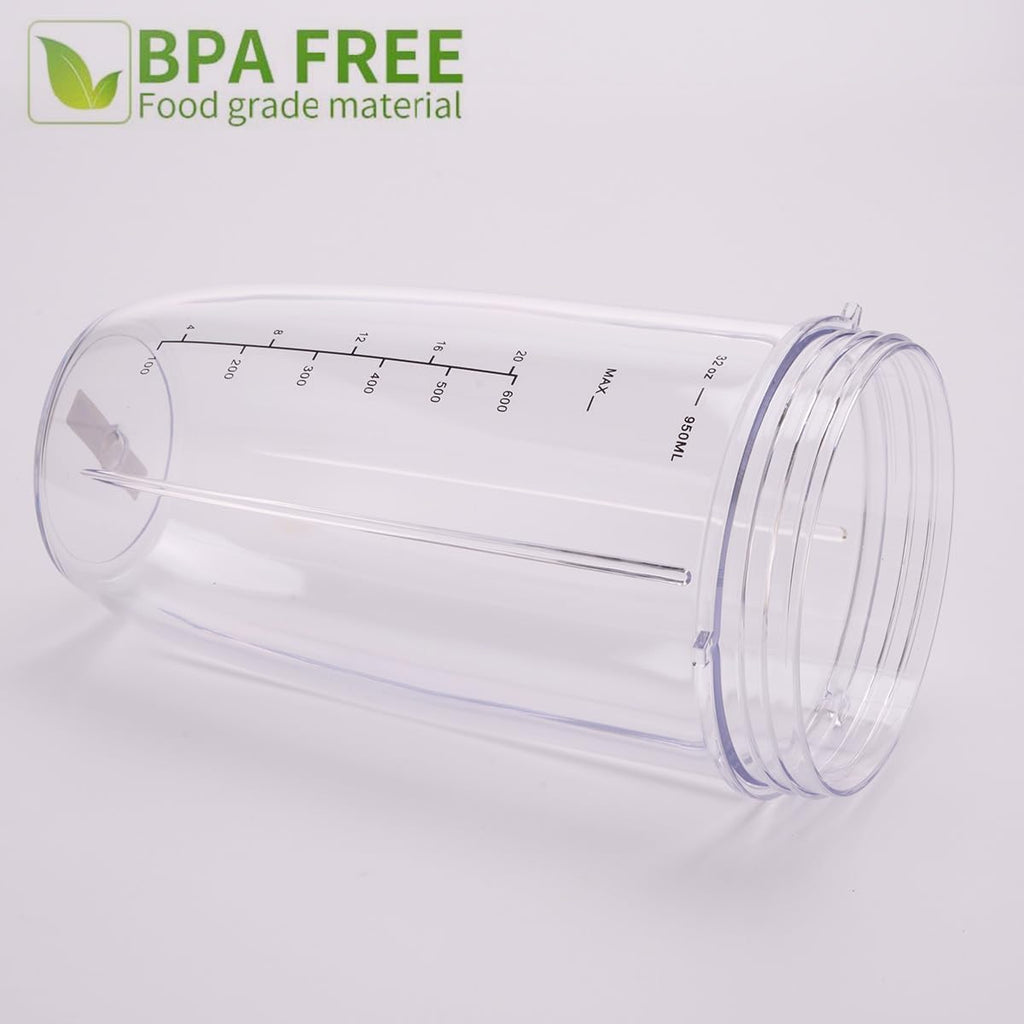 [UPGRADE] Replacement 32oz Blender Cups & Blade Part Compatible with NutriBullet 600w/900w Blender (5 Pieces)