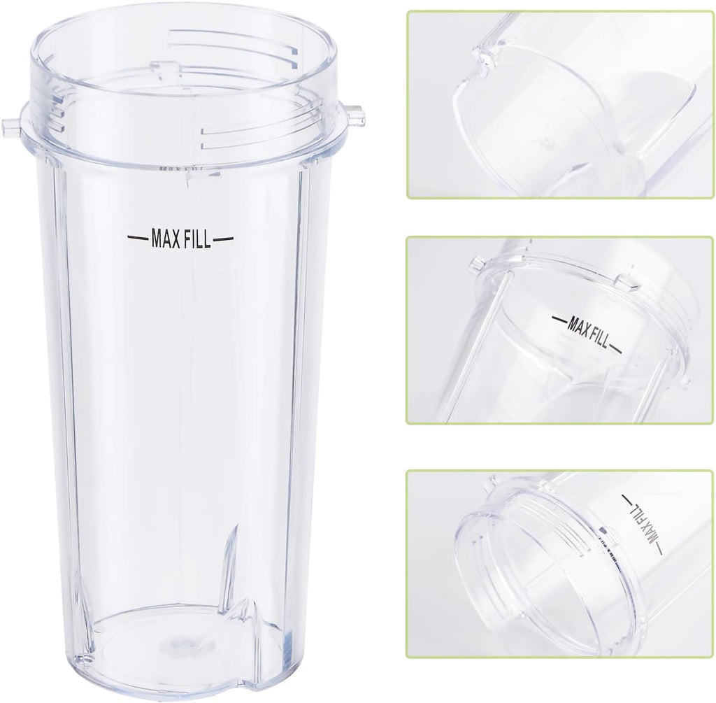Replacement16oz Blender Cup for Ninja,Single Serve Blender Cup With Lids Set For BL770 BL780 BL660 BL740 BL810 Nutri Ninja Series Blenders (2-pack)