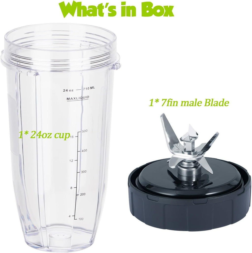 [ New Model] Replacement blender Blade and 24oz Cup Accessories, ly Compatible with Nutri Ninja SS150,SS151,SS300, SS350,SS351, CO351B, SS100, SS101, CO101B,SS400,SS401