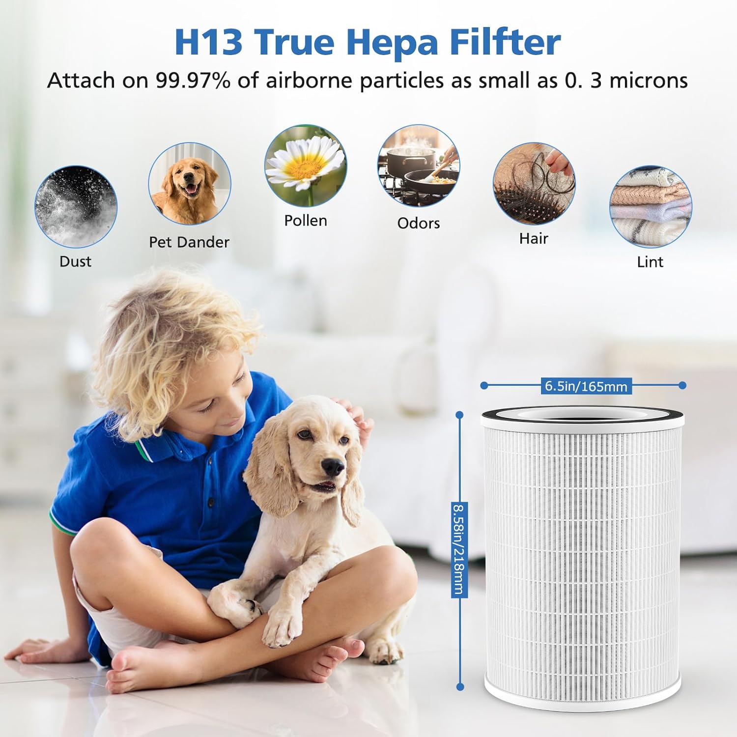 True HEPA KILO Filter For Afloia KILO, KILOPLUS, KILOPRO, MIRO, MIRO PRO and for MORENTO MR-Kilo, Kalo Air Purifier, 360° 3-Stage Filtrati for Home Bedroom Large Room Odor Dust Pollen Smoke, 2 Pack
