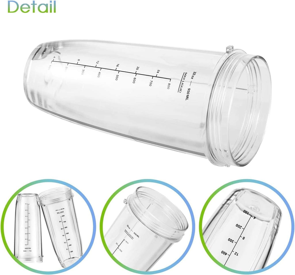 Replacement Part for Nutri Ninja Blender 2-Pack 32oz Replacement Cups Compatible with Nutri Ninja Auto-iQ Series Blenders