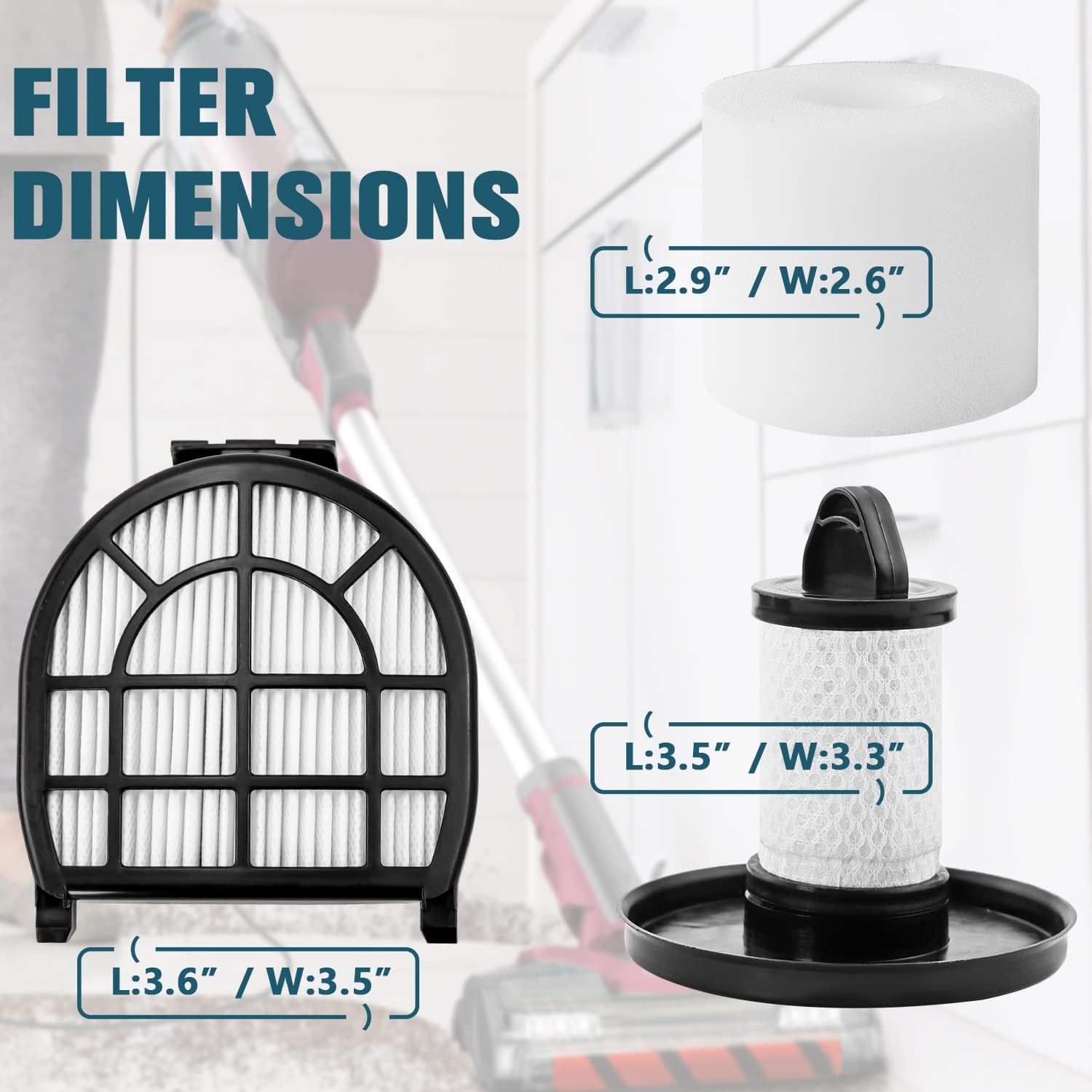 LZ600 Filter Replacement Compatible with Shar-k LZ601, LZ602, LZ602C APEX UpLight Lift-Away Duo-Clean Vacuum, Compare to # XFFLZ600 & XHFFC600