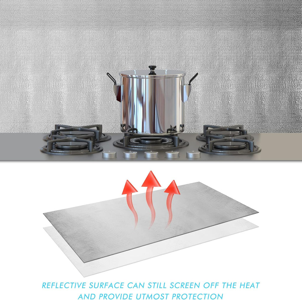 Amylove 1 Pcs 24'' x 48'' Aluminized Heat Shield Thermal Barrier Adhesive Backed Heat Blanket Wrap Fiberglass Insulation Reflective Material High Temp Protection for Exhaust Wood Fireplace Stove