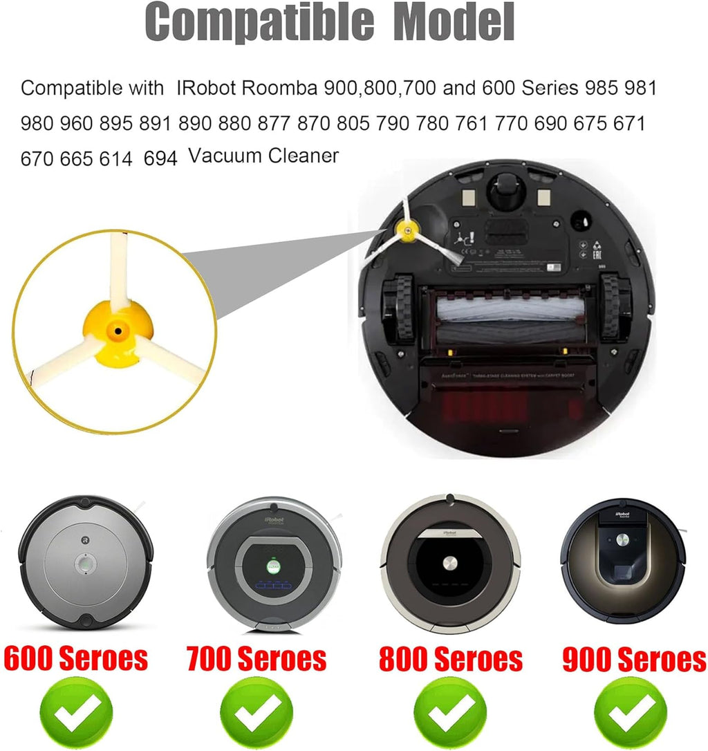 Side Brush Replacement for IRobot Roomba 900,800,700 and 600 Series 960 980 985 860 870 877 880 890 891 895 805 761 770 780 790 614 650 665 671 675 690 694 Models 6-Pack