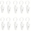 10-Pack Heavy Duty Swivel Clothes Pins - 360° Rotating Hooks for Laundry, Beach Towels, Curtains, Rustproof Stainless Steel Spring, Non-Slip Grip (4.3", White)