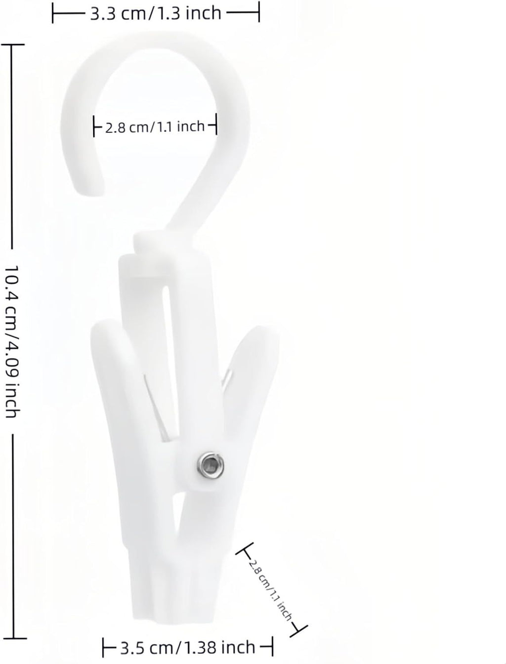 10-Pack Heavy Duty Swivel Clothes Pins - 360° Rotating Hooks for Laundry, Beach Towels, Curtains, Rustproof Stainless Steel Spring, Non-Slip Grip (4.3", White)