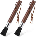 2-Pack Coffee Grinder Cleaning Brush with Natural Walnut Wood Handle and Black Boar Bristle, Coffee Bar Accessories Coffee Brush, Espresso Machine Cleaning Tool Barista Brush with Hanging Loop