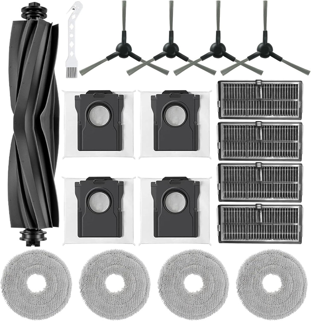 Replacement Parts Kits for Dreame L10s Ultra Gen 2/ L10s Pro Ultra Heat/ X30 Ultra/Mova E30 Ultra Vacuum Cleaners 1 Brush Roll 4 Side Brushes 4 Mops 4 Filters 4 Dust Bags with Cleaning Tool Brush