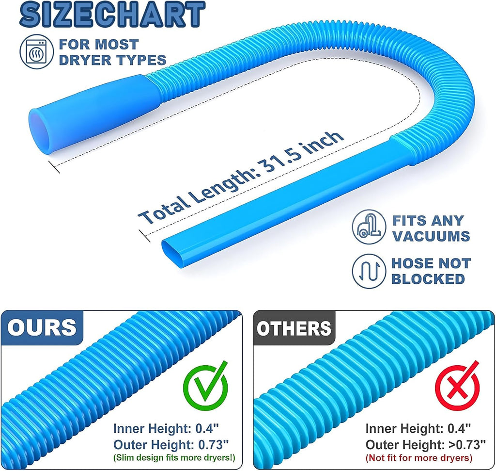 Upgraded Dryer Vent Cleaner: Universal Vacuum Hose Attachment Fits All Vacuums Cleaner, Deep Cleaning Tools for Clogged Ducts & Lint Removal