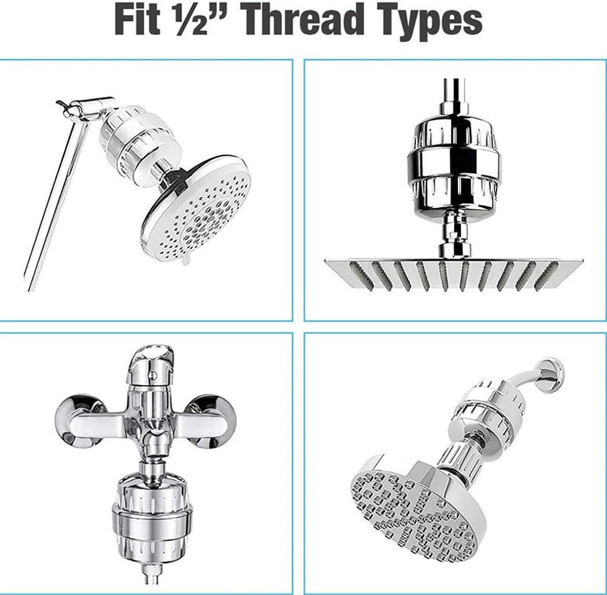 4 Pack 20 Stage Shower Filter Universal Replacement Cartridge Hard Water Purifier Removes Chlorine, Heavy Metals, Iron, Other Sediments, Water Softener with High Output