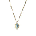 S925 Sterling Silver Mini Pendant Necklace - 18K Gold Plated Sky Blue Zircon Charm Chain for Women - Delicate Fine Jewelry for Daily Wear - Gold 45cm
