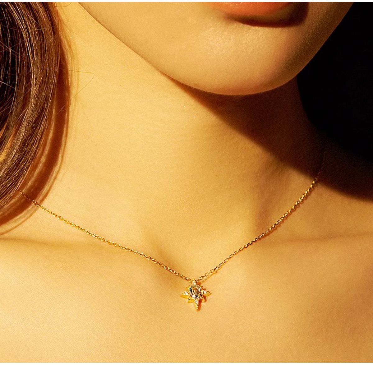 S925 Sterling Silver Mini Pendant Necklace - 18K Gold Plated Sky Blue Zircon Charm Chain for Women - Delicate Fine Jewelry for Daily Wear - Gold 45cm