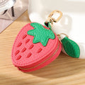 Fruit Coin Purse Keychain 3-Pack - Cute Leather Car Keychain Pendant for Women - Novelty Bag Charm for Keys Handbags Totes - Pink Strawberry (3-Pack)