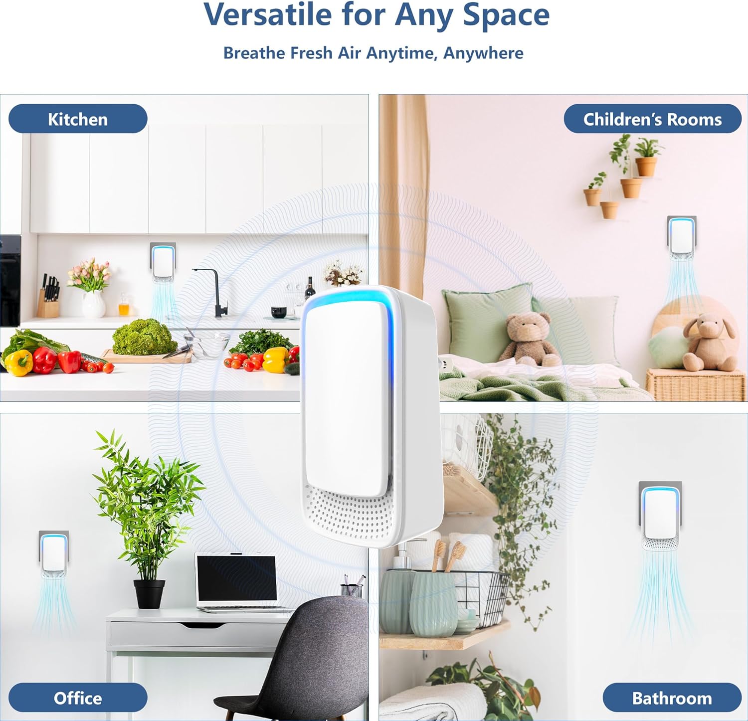 2x Plug In Negative Ion Air Purifier Ioniser Home Office Bedroom Quiet Mini
