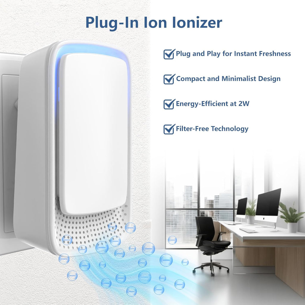 2x Plug In Negative Ion Air Purifier Ioniser Home Office Bedroom Quiet Mini