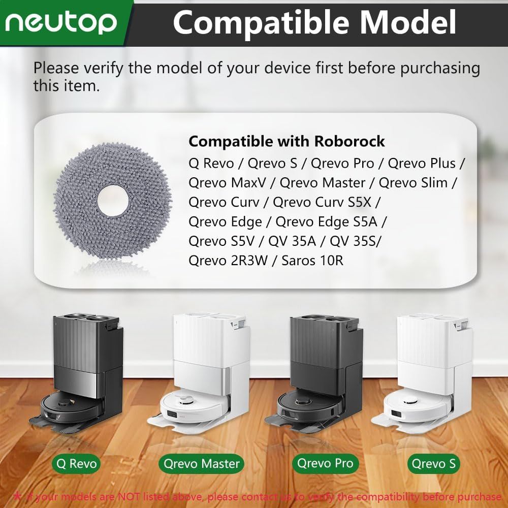 Replacement Mopping Pads Compatible with  Q Revo, Qrevo MaxV/S/Pro/Master/Slim/Edge/Curv/S5V/2R3W, QV 35A, QV 35S, Saros 10R Robot Vacuums Parts Accessories, 4-Pack.