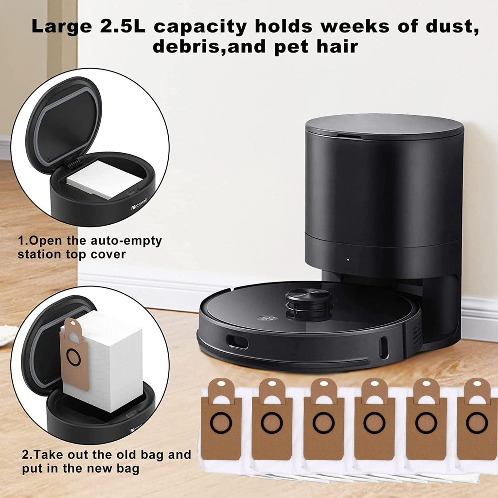 6 Pack Dust Bags or iHome AutoVac Nova Sel Empty Robot Vacuum Replacement Accessory Parts