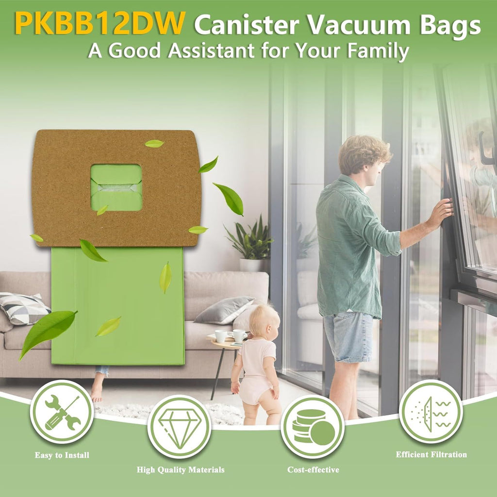 PKBB12DW Type BB Compact Canister Vacuum Bags Replacement or Oreck XL Buster B Canister Handheld Vacuum Cleaner BB180 BB280 BB850 BB870 BB900 BB1000 MV160 CC1600, 10 Pack