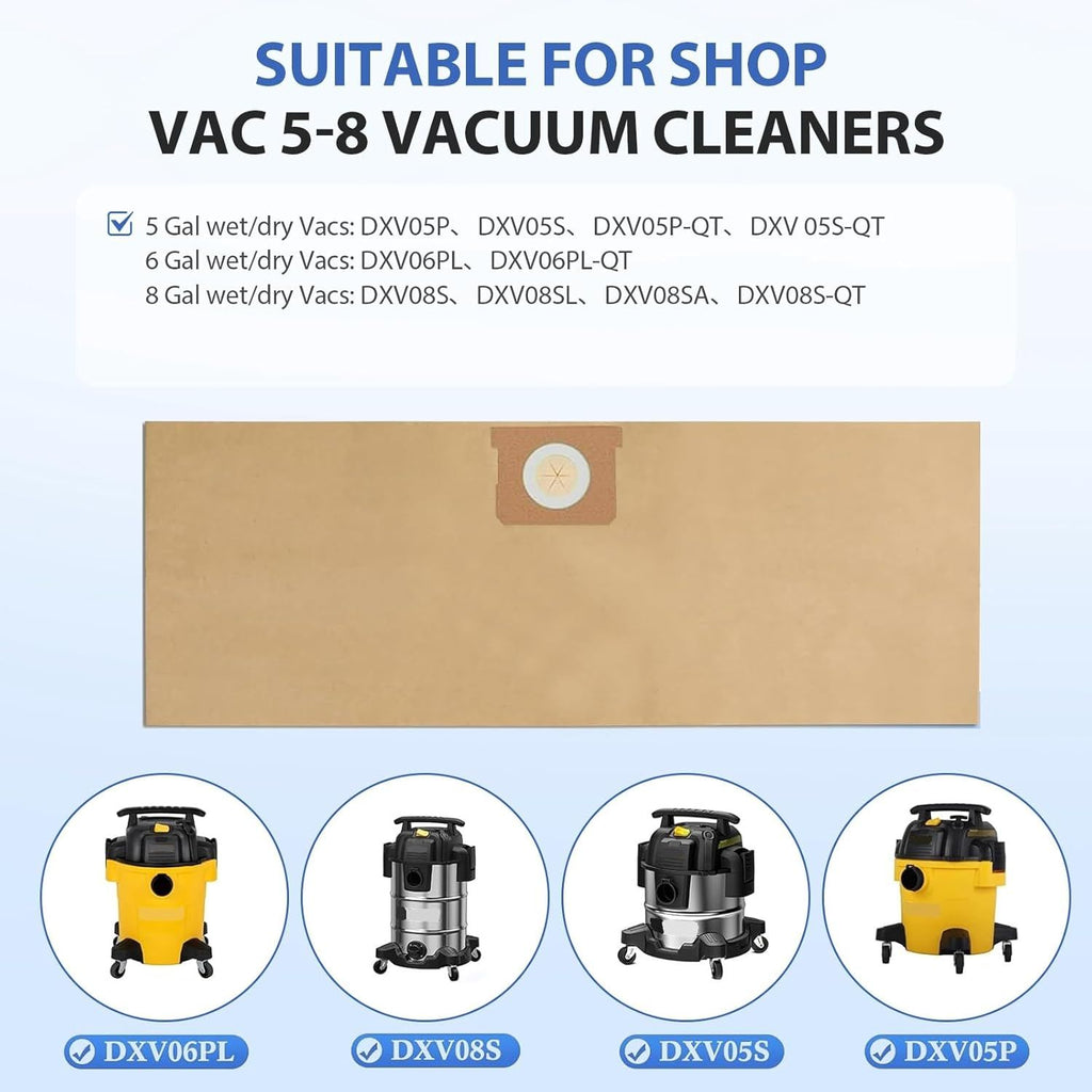 6 Pack DXVA19-4104 Dust Bags or DEWALT 5-6-8 Gallon Wet/Dry Vacuum, Compatible with DXV05P DXV06PL DXV08S