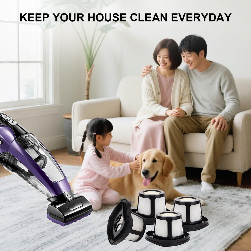 Hepa ilter Replacement Compatible with Bissell Pet Hair Eraser Hand Vacuum 2390A, 2284W, 2390, 2579, 2389, Part # 1614212 1614203 1614204-4 Mesh ilters and 6 oam ilters