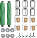Replacement Parts Compatible with Combo 405/505, 24-Piece Set with 2 Roller Brushes, 6 Dust Bags, 6 Side Brushes, 6 ilters & 6 Mopping Pads