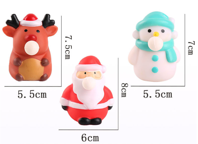 Squeeze Bubble Pop Stress Relief Toy 3-Pack - Cartoon Squishy Figure for Anxiety Relief - Santa + Snowman + Reindeer (Mixed 3-Pack)