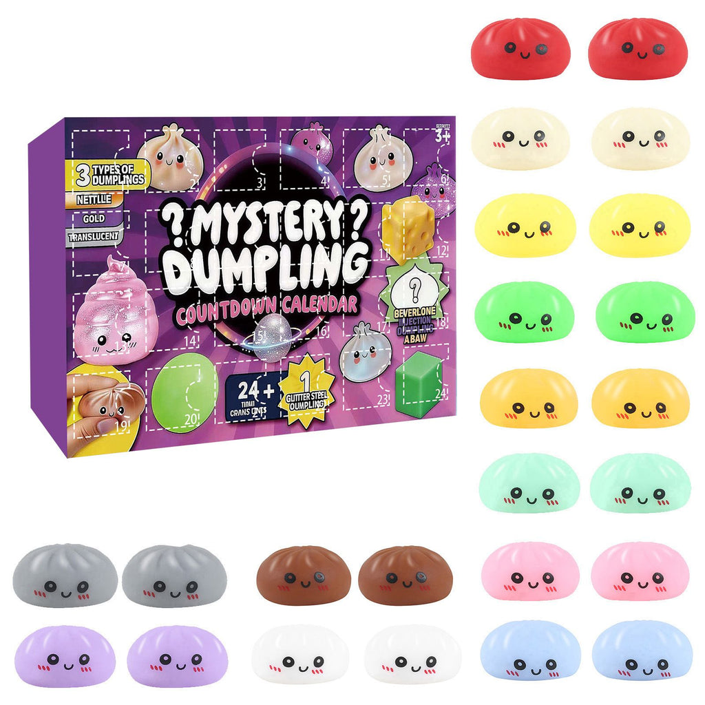 Fidget Squishy Stress Relief Toy - Mystery Dumpling Squishy Calendar Blind Box - Adult Decompression Squeeze Toy - GJ856