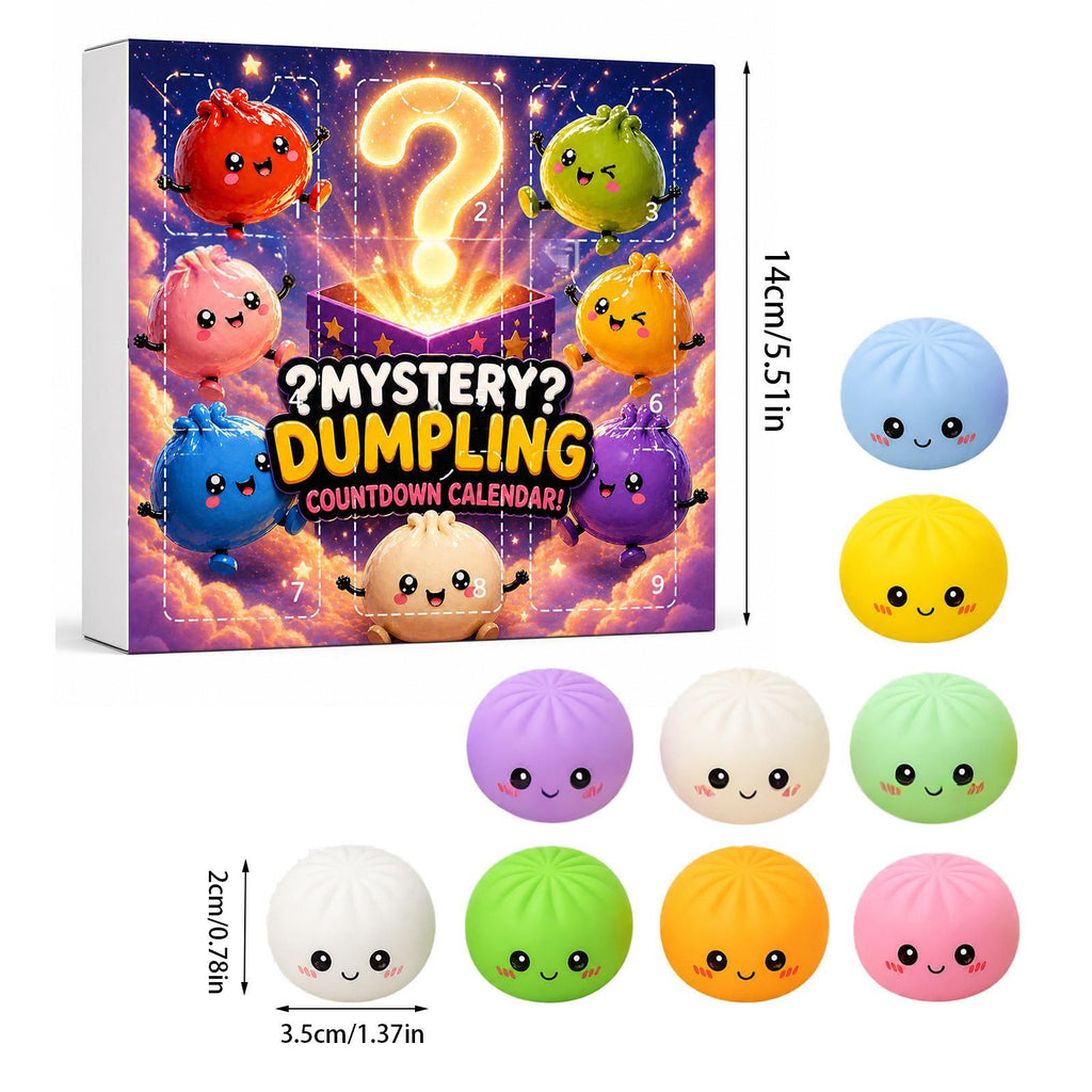 Fidget Squishy Stress Relief Toy 9-Grid Blind Box - Mystery Dumpling Squishy Calendar - Adult Decompression Squeeze Toy - GJ862-003