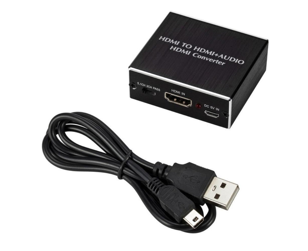 4K HDMI-compatible to HDMI-compatible Optical SPDIF 3.5mm Audio Extractor Converter Splitter Adapter Black
