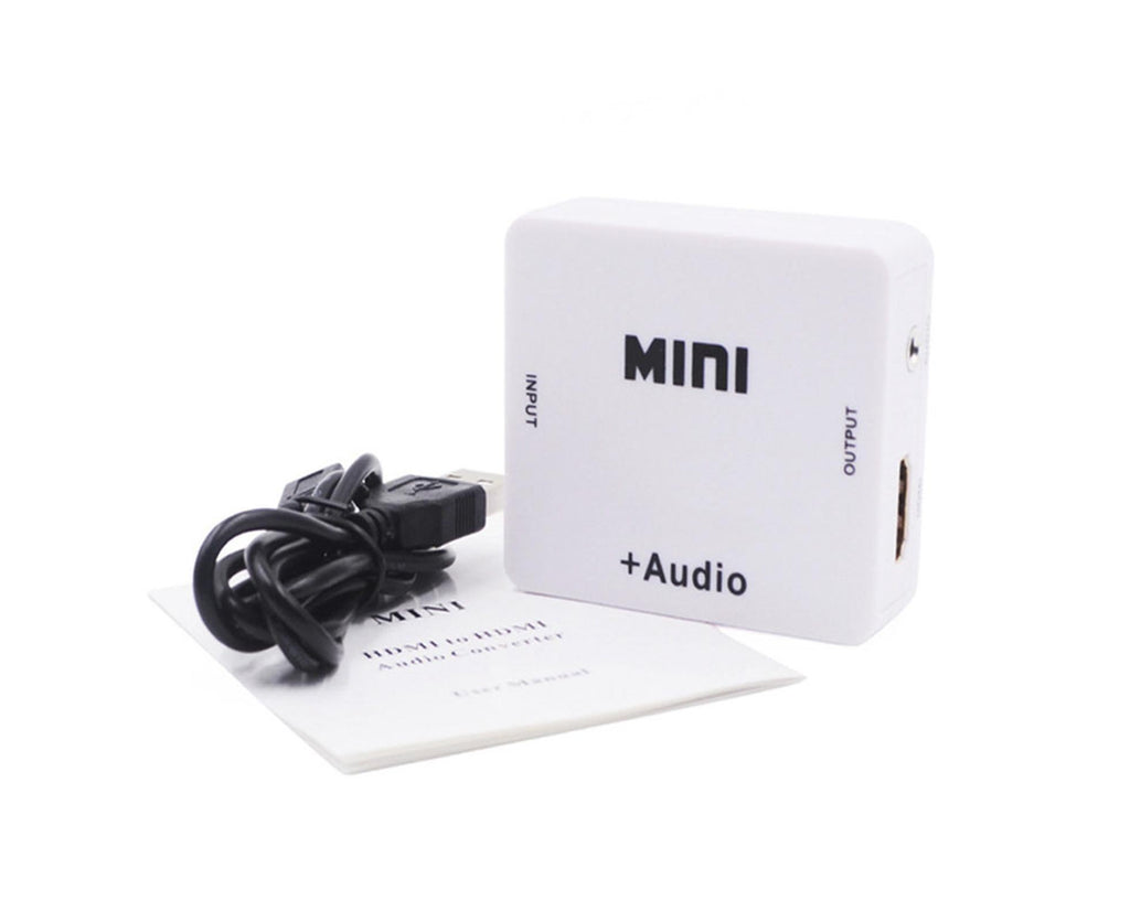 Multifunctional 1080P HDMI-compatible to HDMI-compatible 3.5mm R/L Audio Converter Extractor Splitter White