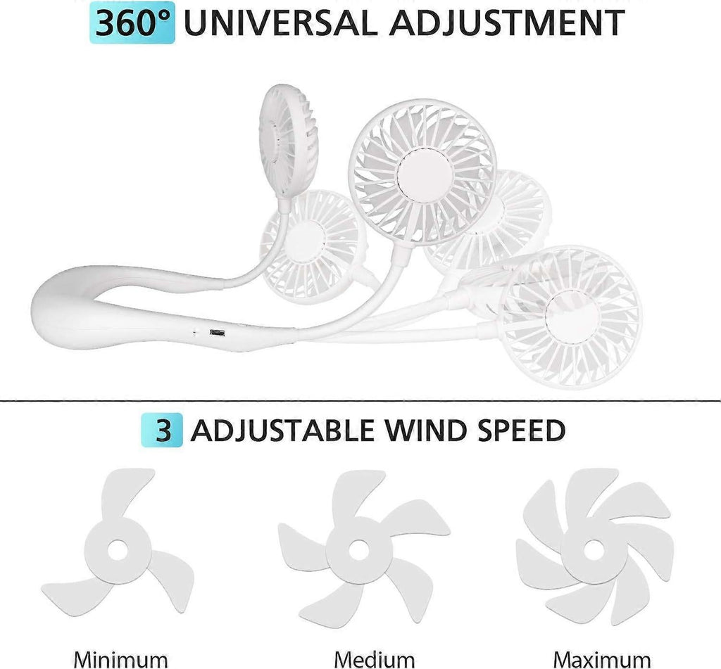 Hanging Neck Aromatherapy Fan Portable 3000mAh Battery Rechargeable Mini USB Personal Fan-White
